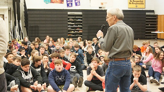 Steve Levin (CSCC) addresses a group of students